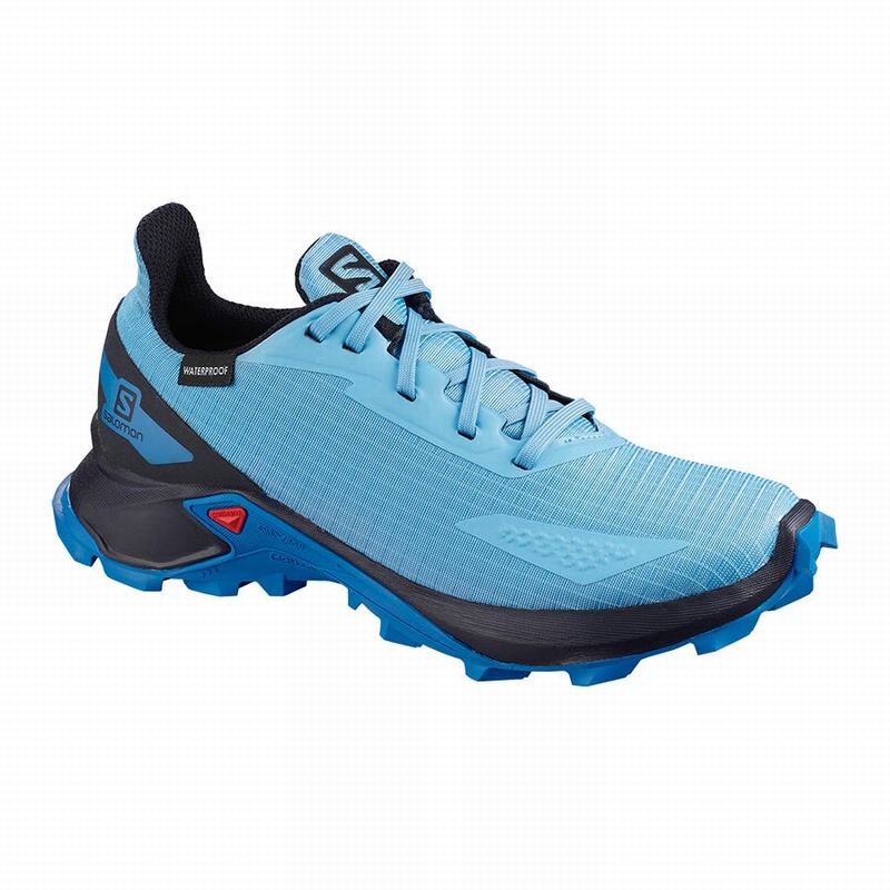 Salomon ALPHACROSS BLAST CLIMASALOMON™ WATERPROOF Zapatillas Trail Running Niños - Azules / Azul Mar